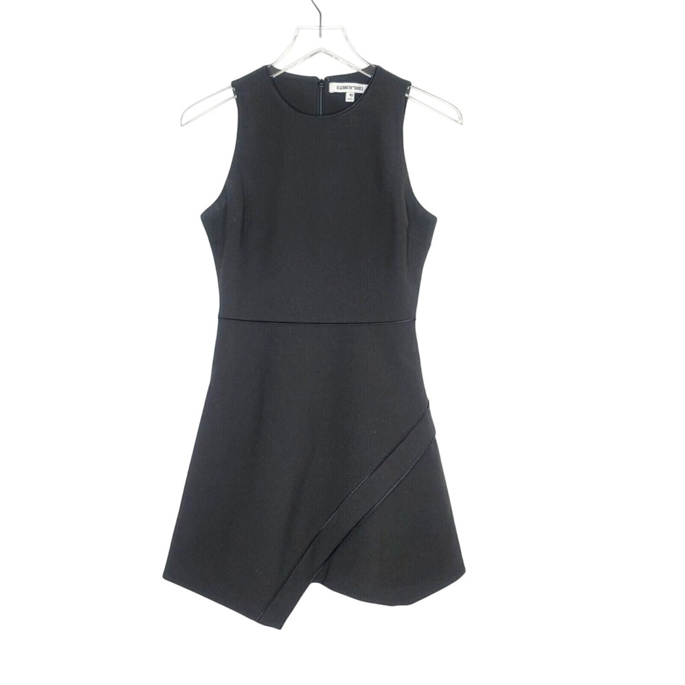 Elizabeth and James Dress Size 4 Black Sleeveless Silk Trim Flare‎ Career